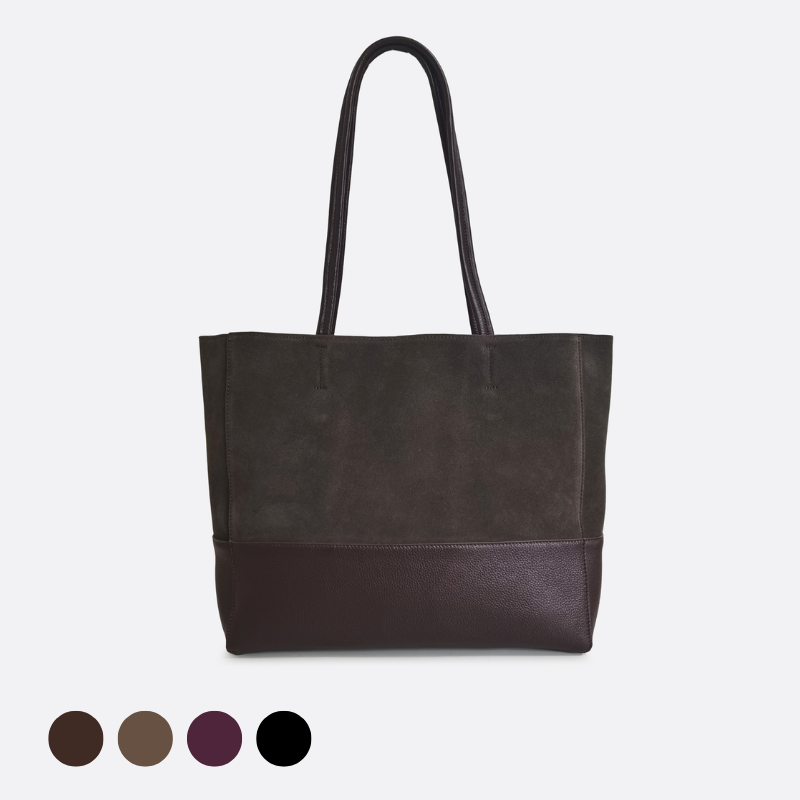 Women's genuine cowhide mixed suede leather handbag Depaule design