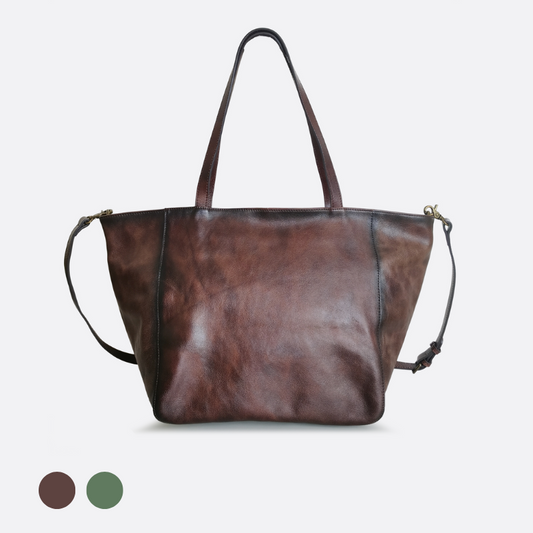 Women's genuine waxed cowhide leather handbag depaule V5 design