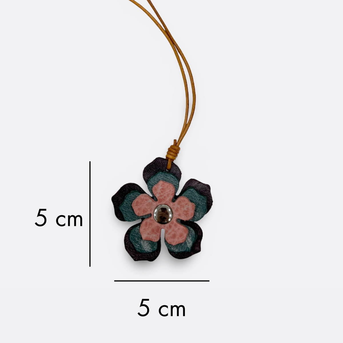 Women's genuine cowhide leather flower bag charm V2