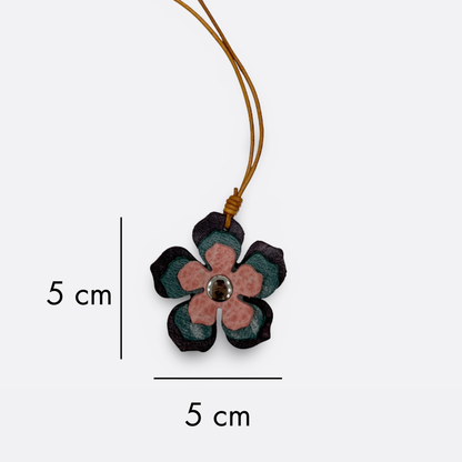 Women's genuine cowhide leather flower bag charm V2