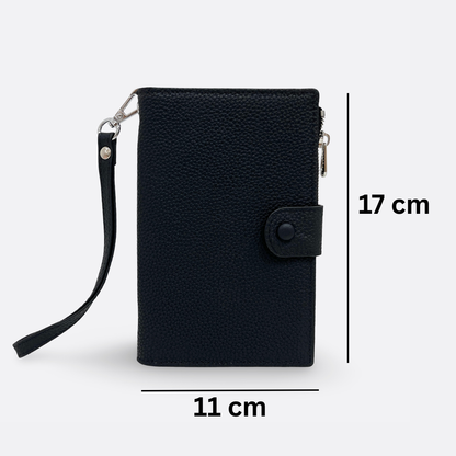 Unisex leather Button design passport holder travel pouch