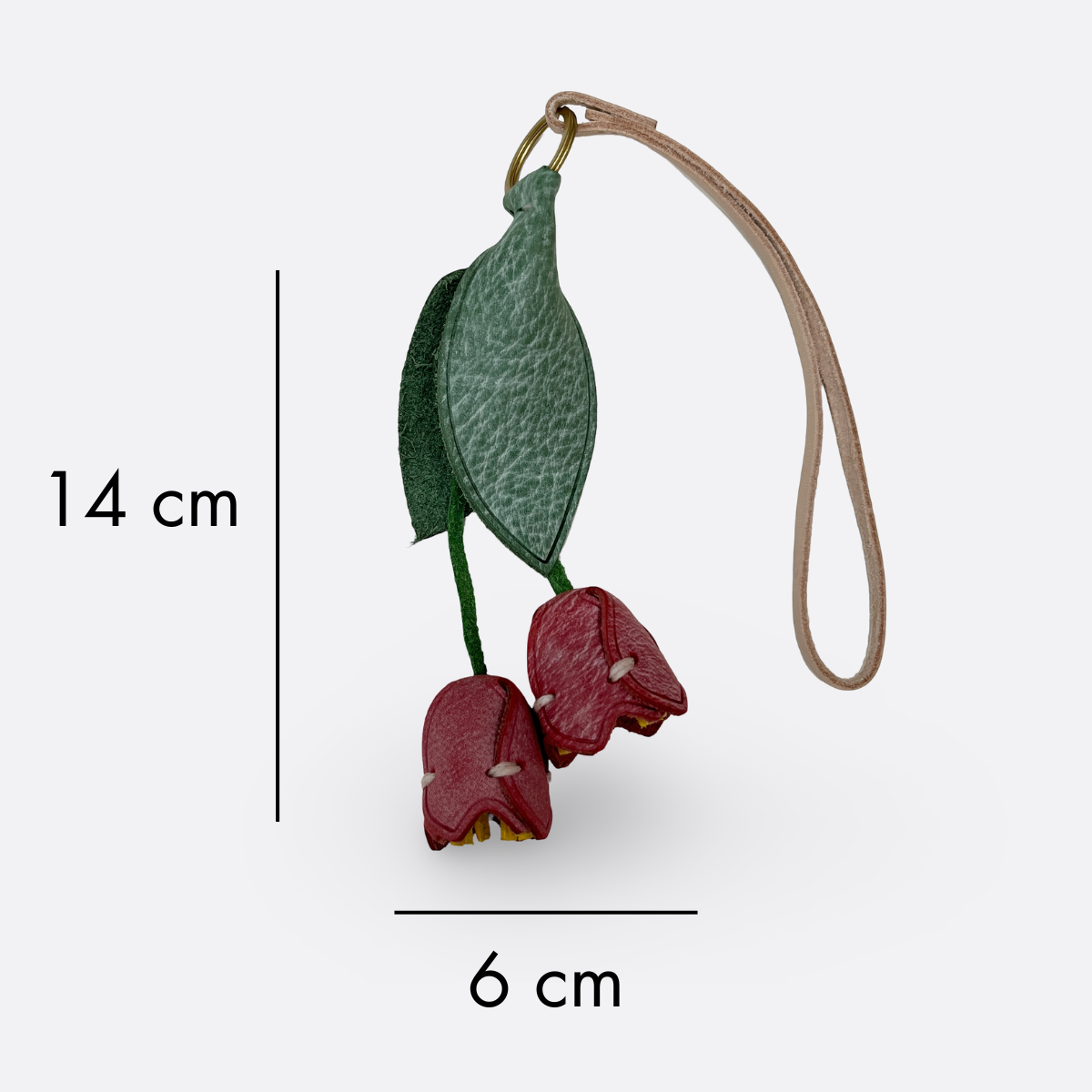 Women's genuine cowhide leather flower bag charm V3
