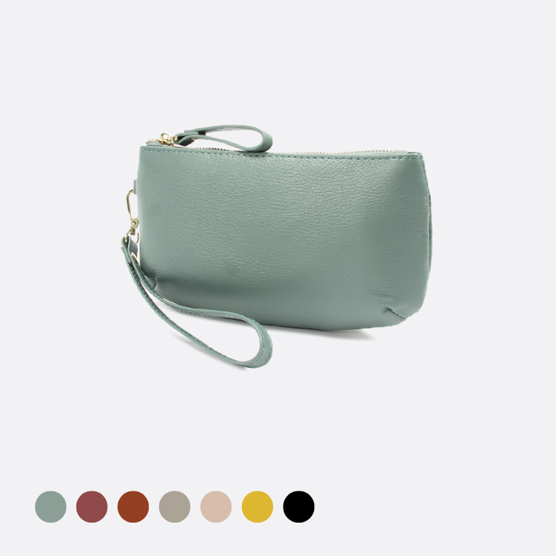 Women's genuine cowhide leather pouch Edgar design with wristlet