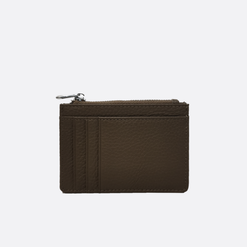 Unisex genuine cowhide leather card holder with zip