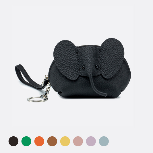 Women's and children's genuine cowhide leather elephant pouch bag charm