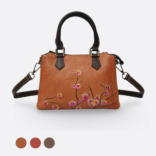 Women's embossed genuine cowhide leather handbag Kunis design