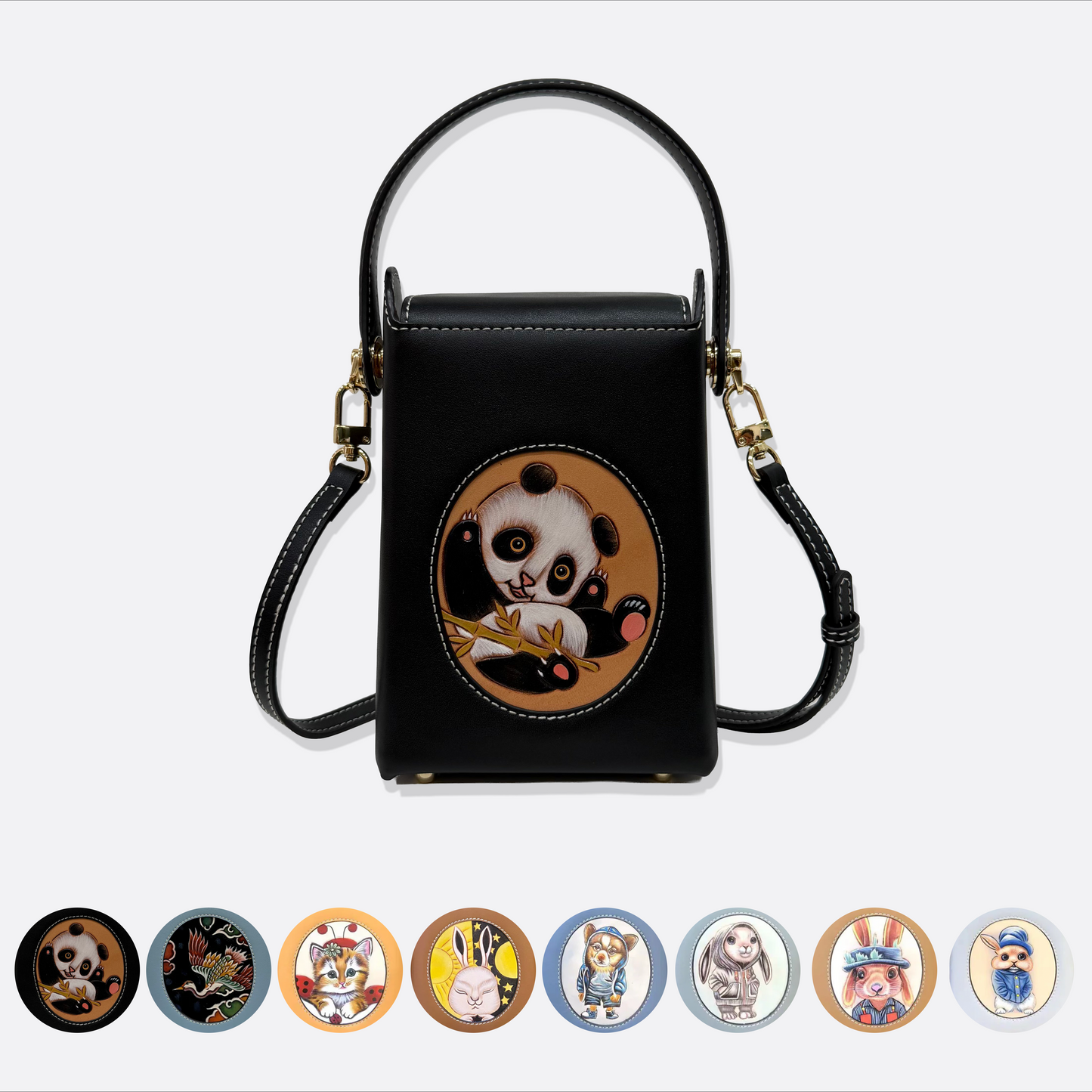 Women's genuine cowhide leather engraved handbag Schon design