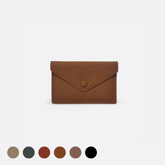 Women's genuine cowhide leather short card holder pouch Envelope design