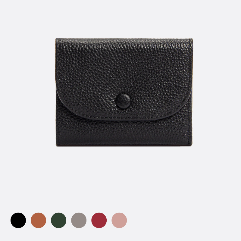 Women's genuine cowhide leather pouch / short wallet card holder Envelope design V2