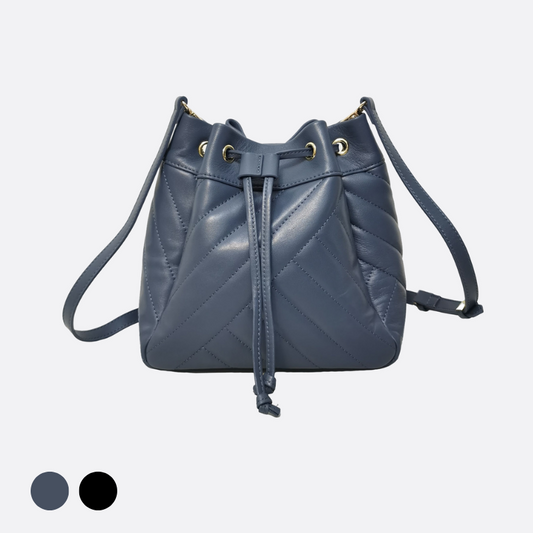 Women's lambskin leather handbag bucket bag Falten design