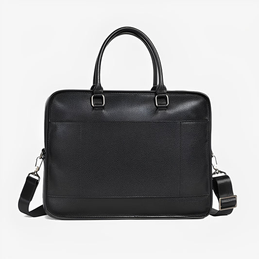 Unisex genuine cowhide leather travel briefcase zip design