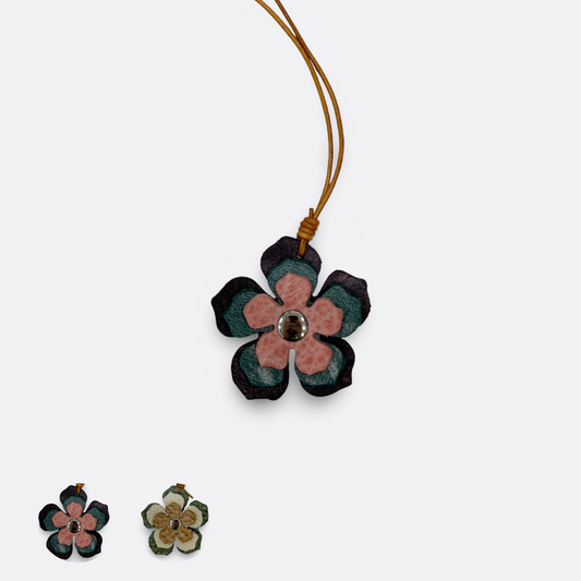Women's genuine cowhide leather flower bag charm V2