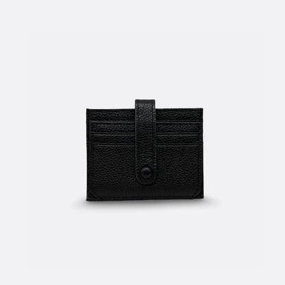 Unisex cowhide leather card holder with buckle