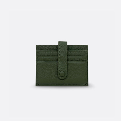 Unisex cowhide leather card holder with buckle