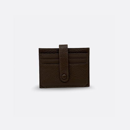 Unisex cowhide leather card holder with buckle