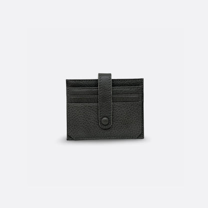 Unisex cowhide leather card holder with buckle