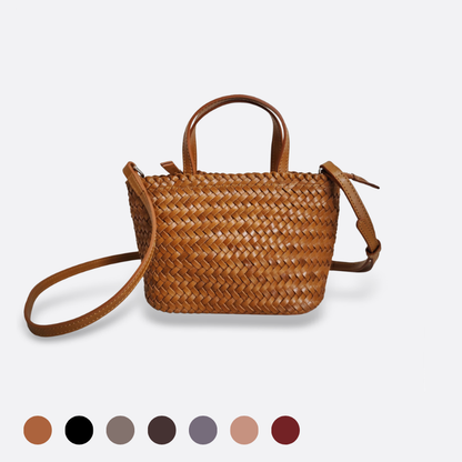 Women's handwoven genuine cowhide leather handbag Mini Ellipse