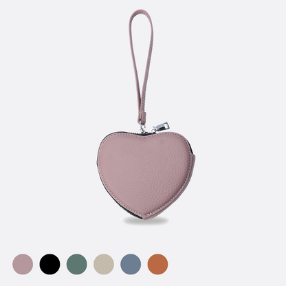 Women's genuine cowhide leather heart design bag charm