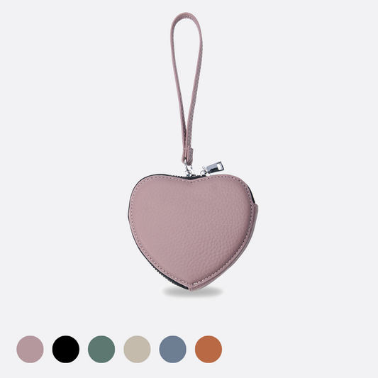 Women's genuine cowhide leather heart design bag charm