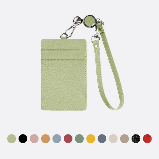 Unisex genuine cowhide leather lanyard with card slots and straps