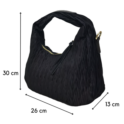 Women's nylon mix genuine cowhide leather Hobo handbag Dilla mini design