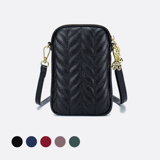 Women's genuine cowhide leather handphone bag Mirren Chevron design