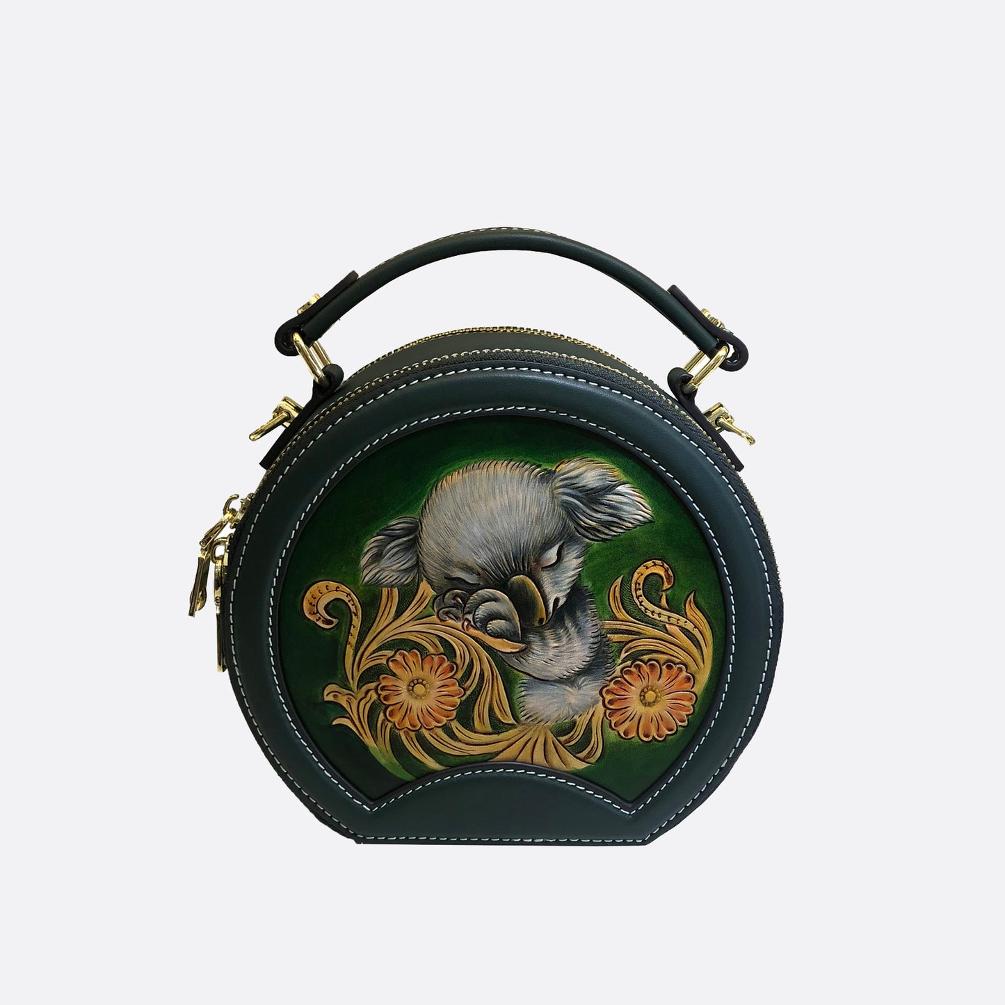 Women's genuine cowhide leather engraved handbag Klos design
