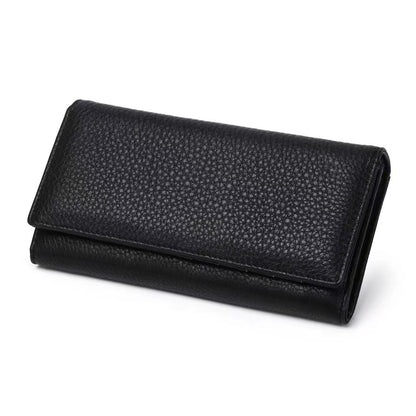 Women's genuine cowhide leather Flap design long wallet
