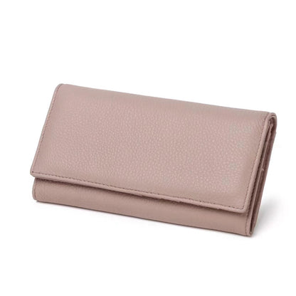 Women's genuine cowhide leather Flap design long wallet