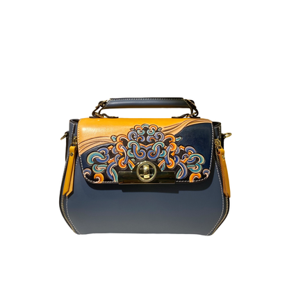 Women's genuine cowhide leather engraved handbag Torba design