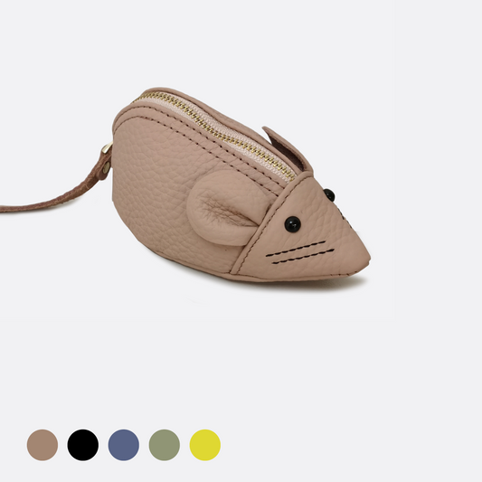 Women's and children's genuine cowhide leather mouse pouch bag charm