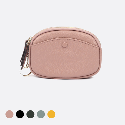 Women's genuine cowhide leather pouch Murca double zip design with keyring