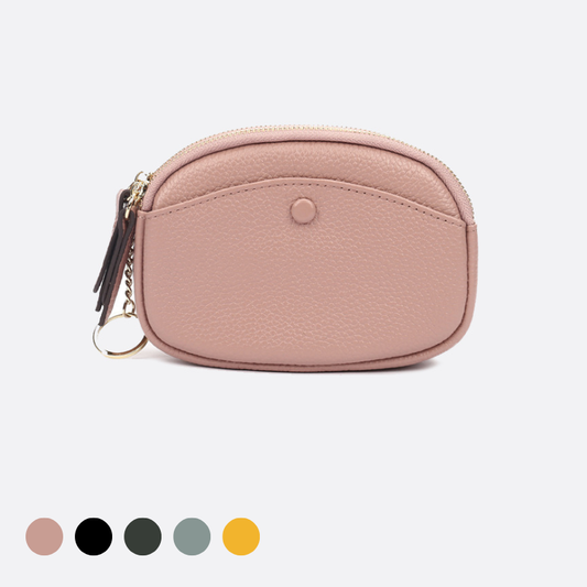 Women's genuine cowhide leather pouch Murca double zip design with keyring