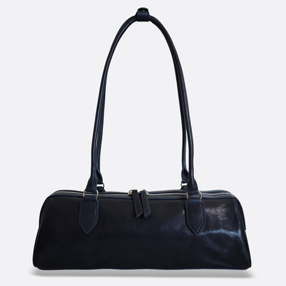 Women's genuine cowhide leather baguette bag