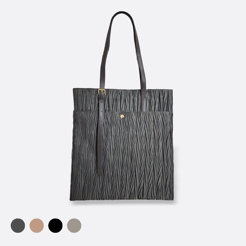Women's nylon mix genuine cowhide leather handbag Cara design