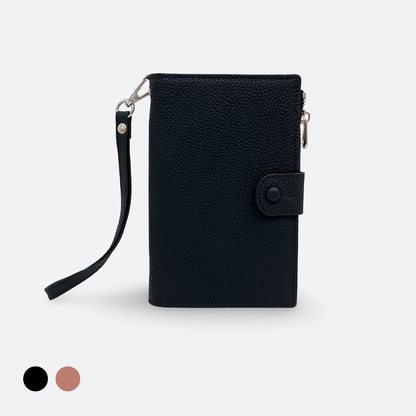 Unisex leather Button design passport holder travel pouch