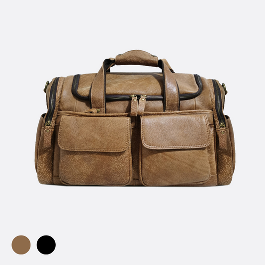 Unisex Women's and Men's genuine cowhide leather duffel travel bag Poches duffel design
