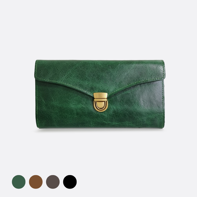 Women's waxed cowhide leather wallet/purse Prya V2 design