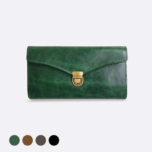 Women's waxed cowhide leather wallet/purse Prya V2 design