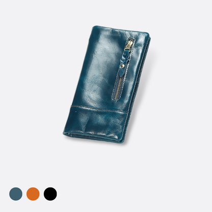 Women's waxed cowhide leather wallet/purse Prya V3 design