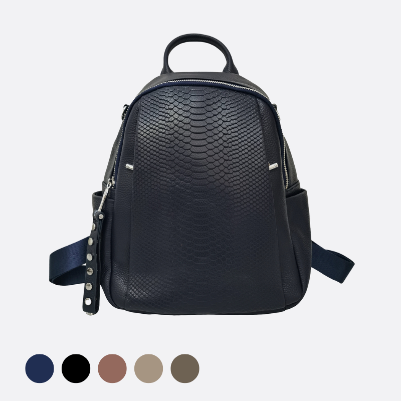 Women's cowhide leather backpack in python print
