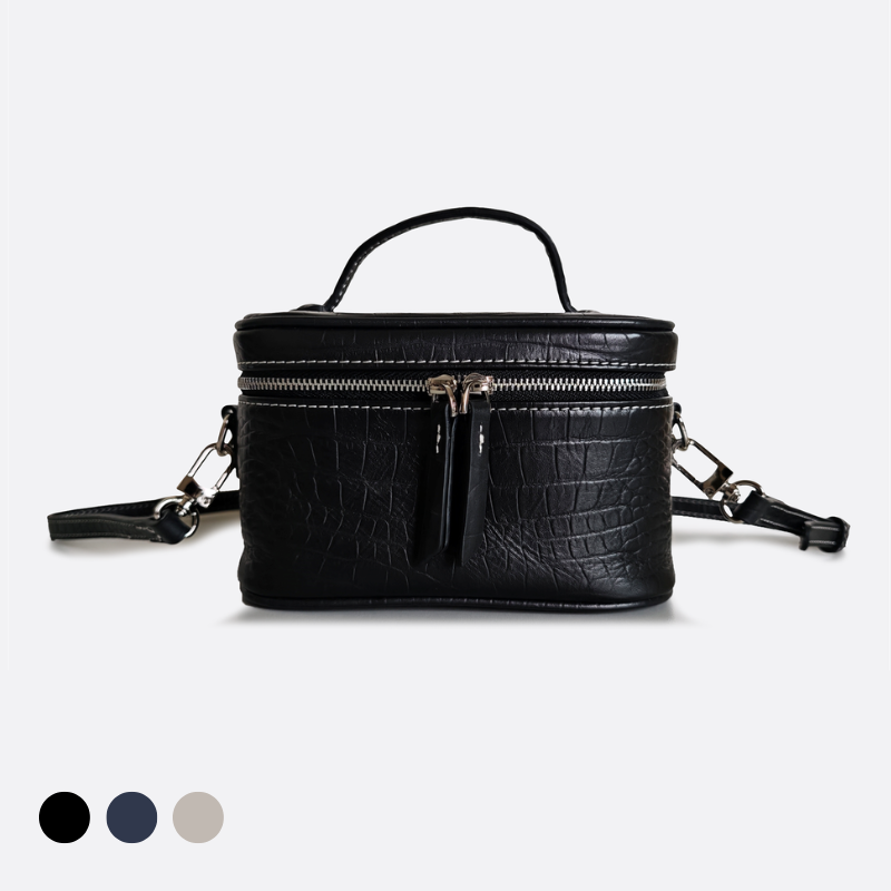 Women's cowhide leather vanity bag Schon design with strap