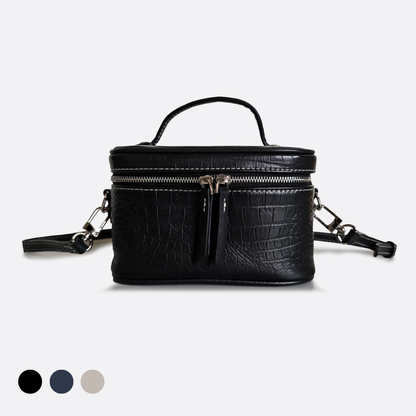 Women's cowhide leather vanity bag Schon design with strap
