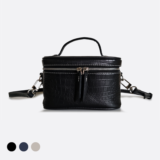 Women's cowhide leather vanity bag Schon design with strap