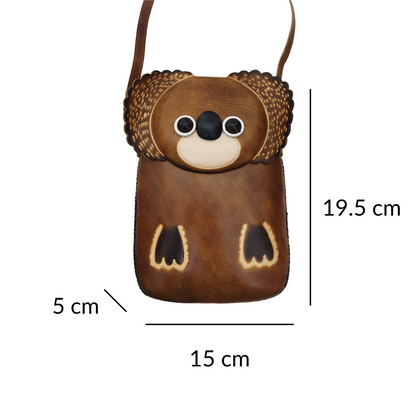 Children's cowhide leather long pouch Koala design