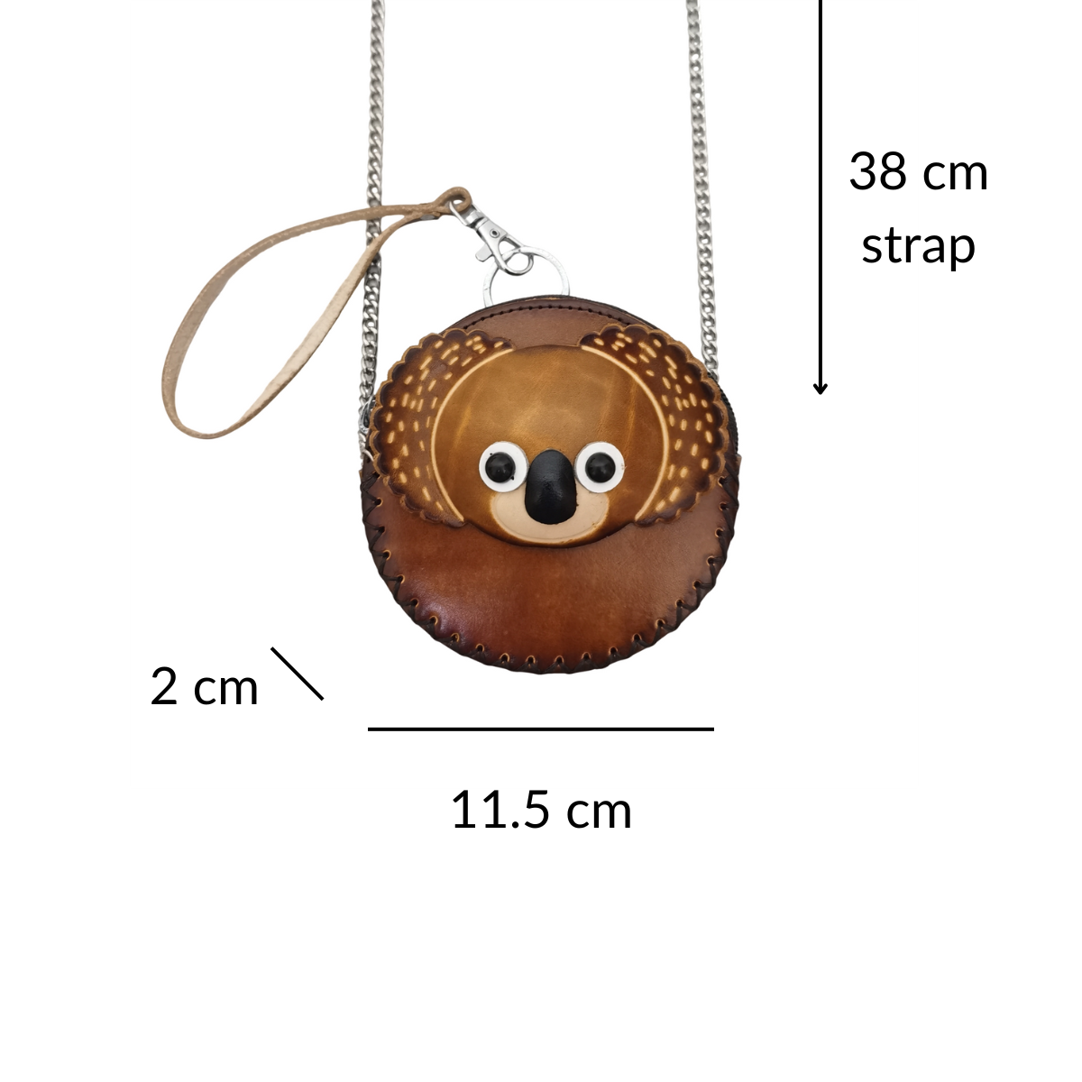 Children's cowhide leather circular pouch Animals design