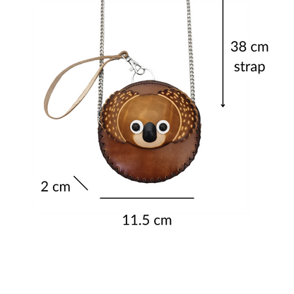 Children's cowhide leather circular pouch Animals design