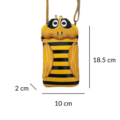 Children's cowhide leather long pouch Bee design