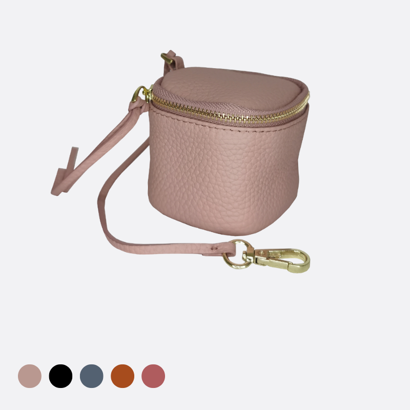 Women's genuine cowhide leather pouch Square design bag charm