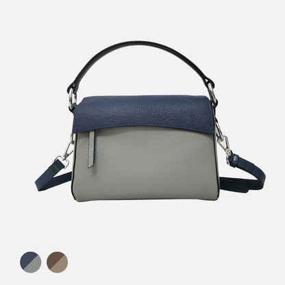 Women's genuine cowhide leather handbag Trika design with mixed colors